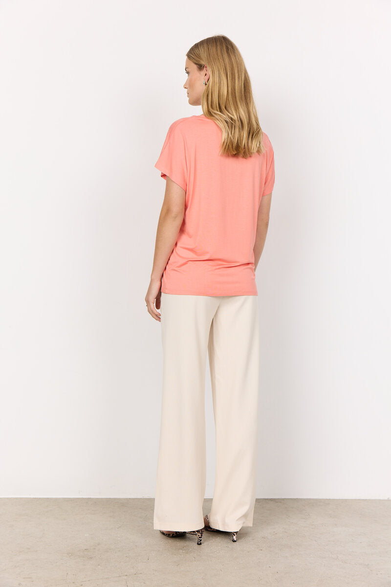 Marica V-neck T-shirt Women Peach Pink Soyaconcept