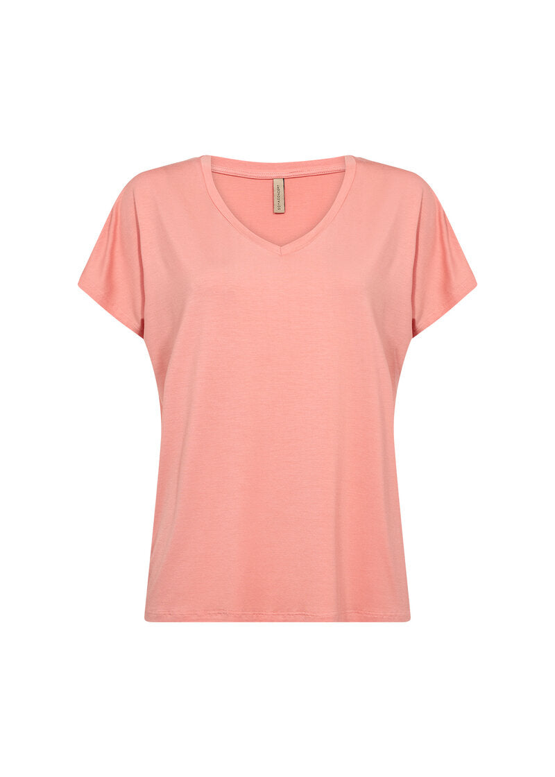 Marica V-neck T-shirt Women Peach Pink Soyaconcept