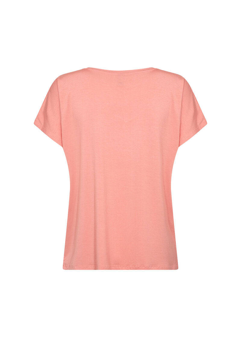 Marica V-neck T-shirt Women Peach Pink Soyaconcept