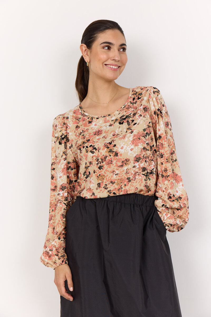 Pammi 1 Blus Dam Peach Pink Combi Soyaconcept