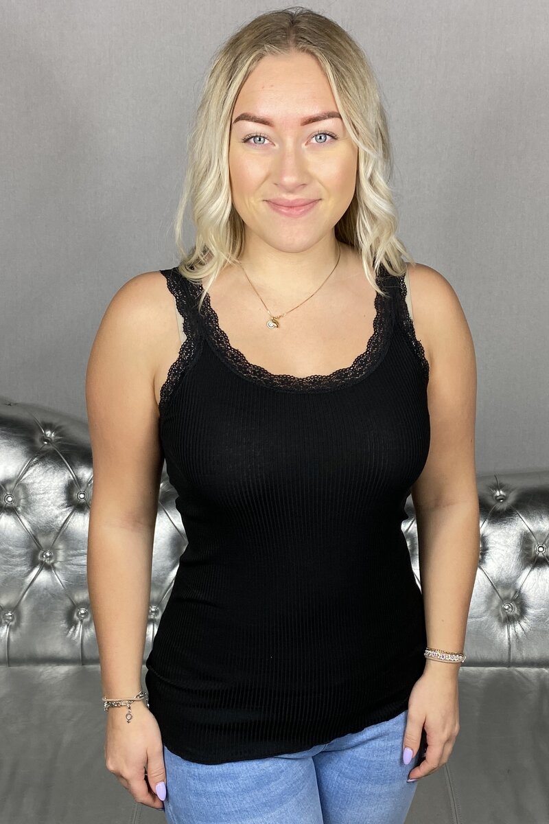 Sarona Ribbat Spetslinne Dam Svart - Soyaconcept