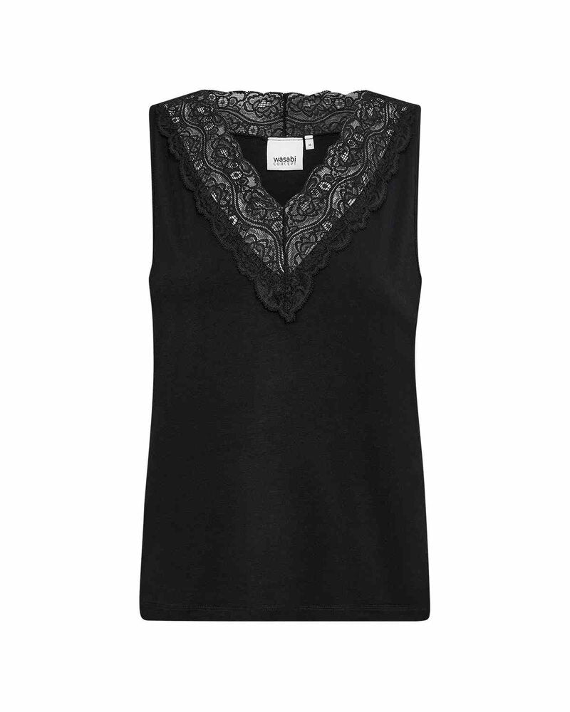 Stella 47 Linne Med Spets Dam Black | Smilebutiken - Wasabiconcept