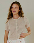 Tota Short-Sleeved Cardigan Ladies Silver Mink | Smilebutiken - Freequent