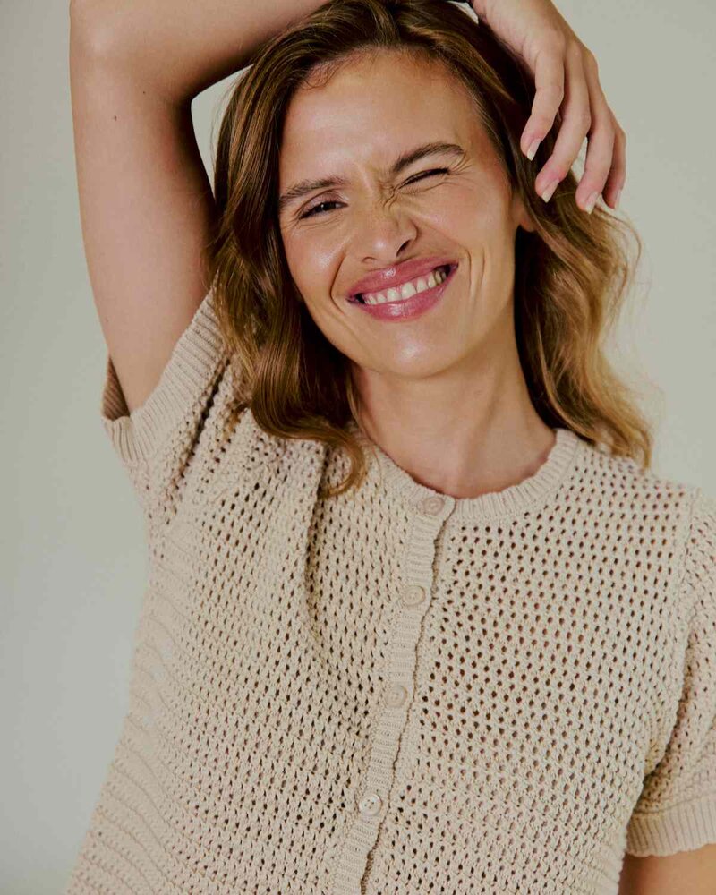 Tota Short-Sleeved Cardigan Ladies Silver Mink | Smilebutiken - Freequent