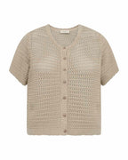 Tota Short-Sleeved Cardigan Ladies Silver Mink | Smilebutiken - Freequent