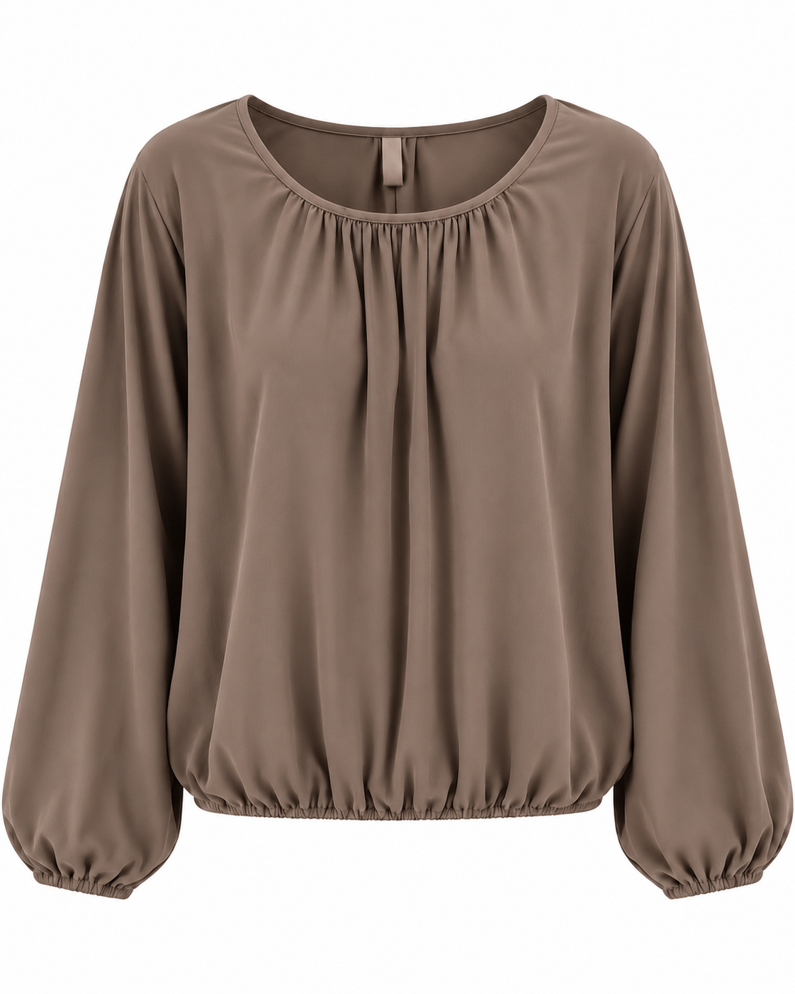 Tuva Blus med Ballongärm Dam Gråbrun Taupe | Smilebutiken - Caramelle Fashion