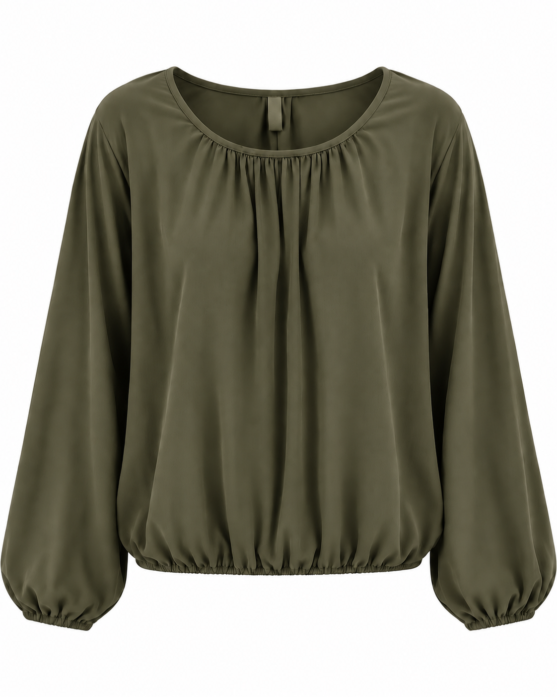 Tuva Blus med Ballongärm Dam Grön Khaki | Smilebutiken - Caramelle Fashion