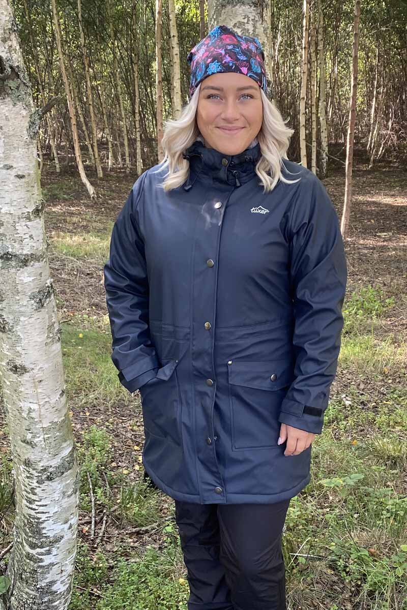 Elisa Fodrad Regnkappa Dam Navy - Tuxer