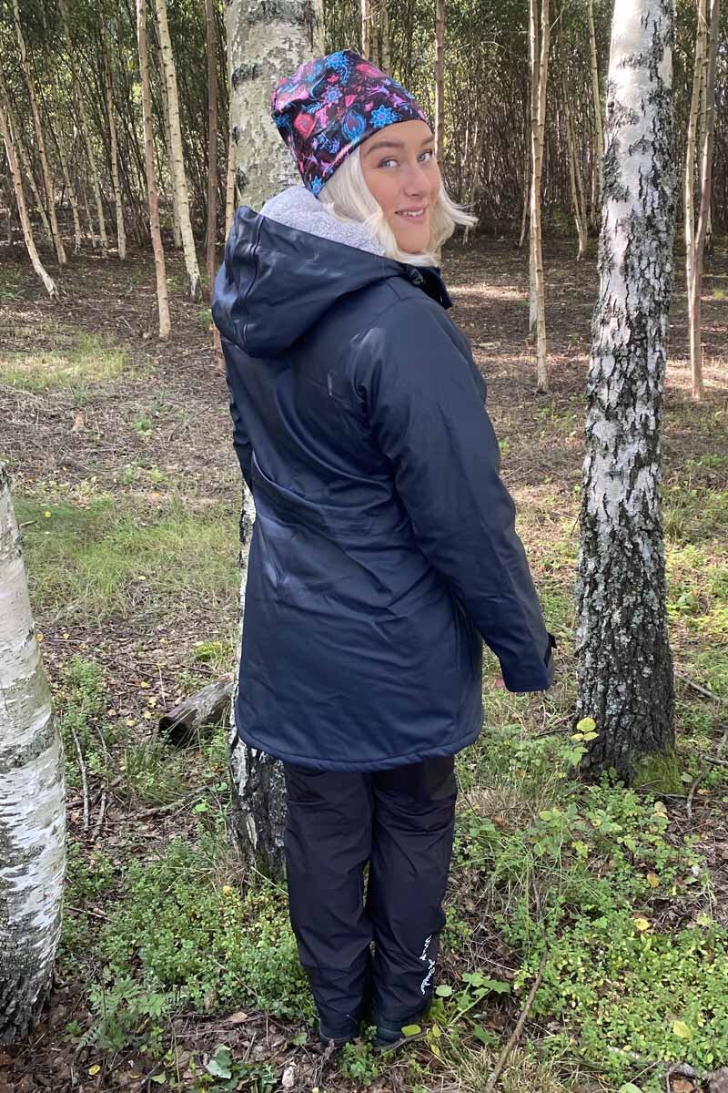 Elisa Fodrad Regnkappa Dam Navy - Tuxer