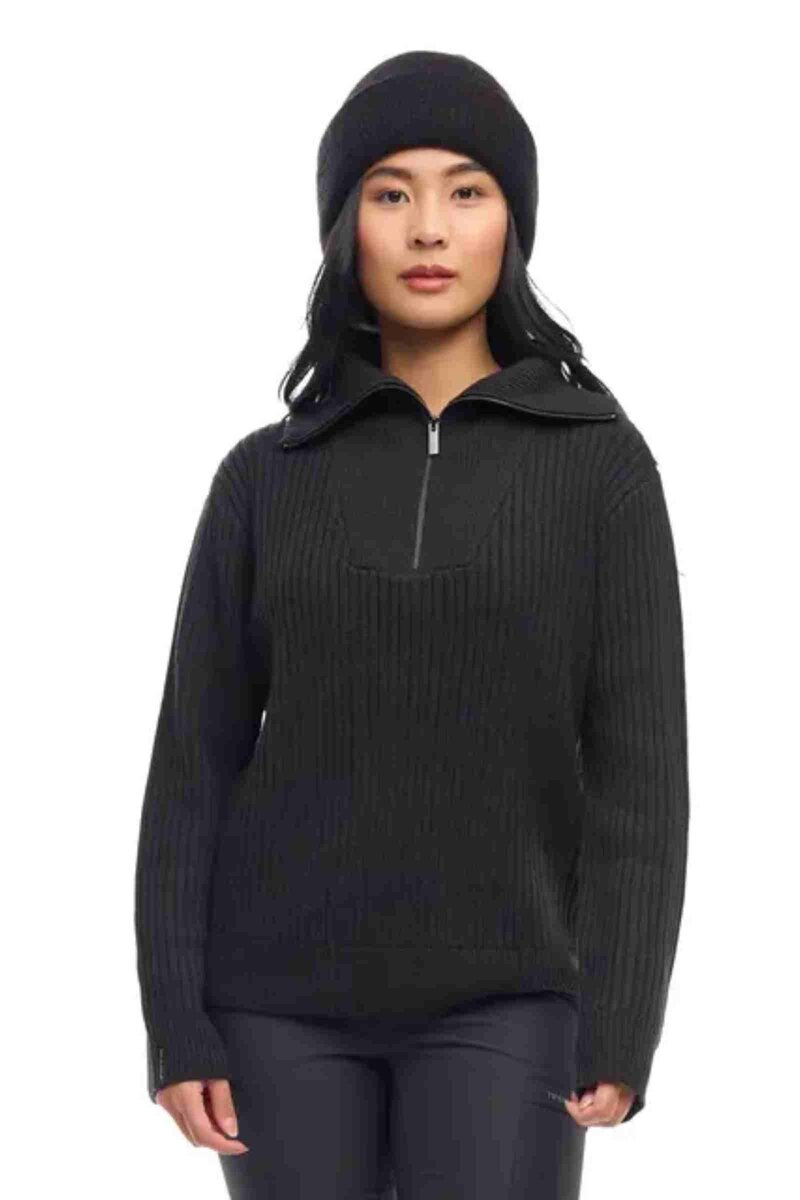 Fashion Knitted Sweater with Zip Women Black Twentyfour