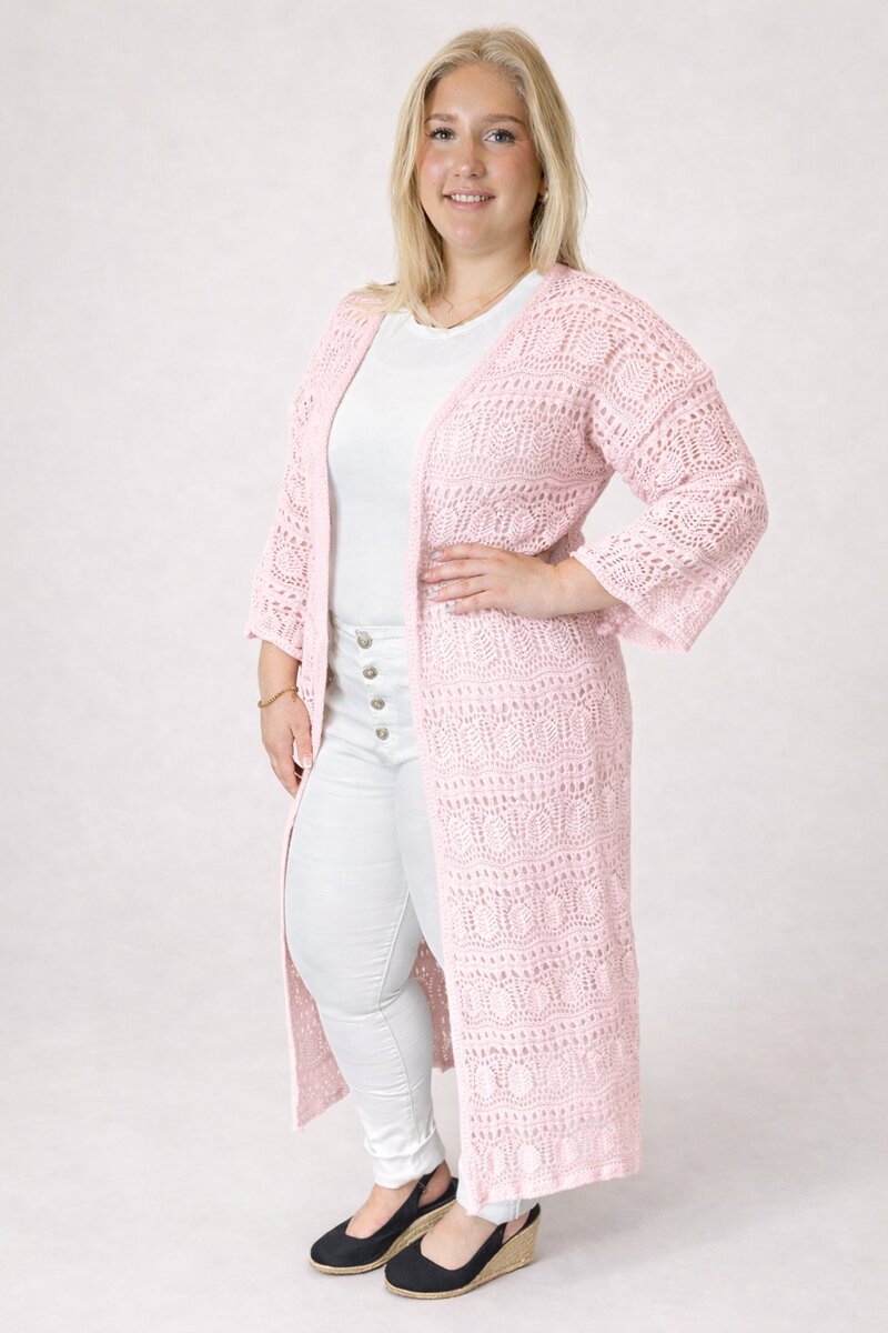 Crocheted Kaftan Ladies Light Pink - Betty from Chica London | Smilebutiken - Caramelle Fashion