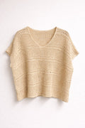 Crocheted V-neck top women beige - Germaine from Chica London | Smilebutiken - Caramelle Fashion