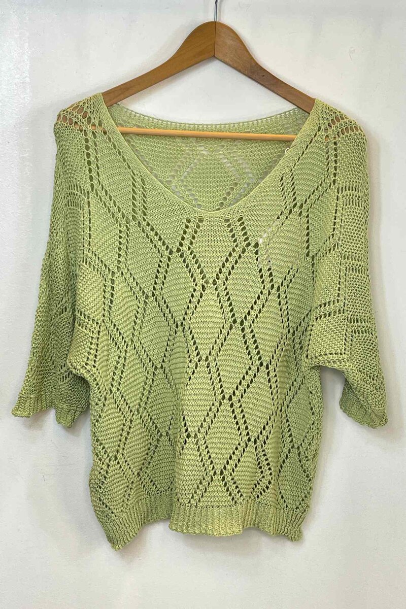 Adele Virkad Topp Dam Sage Green VIVICHY