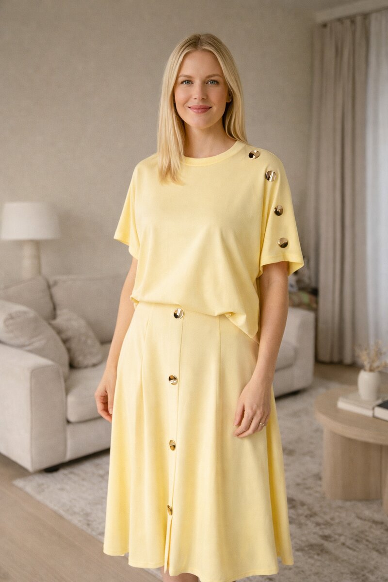 Voyelle Villemo Stickat Set Dam Yellow CARAMELLE FASHION