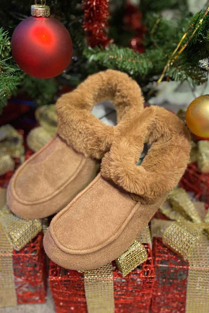 Fluffiga Pälstofflor Dam Brun Brown - Wänerstedt