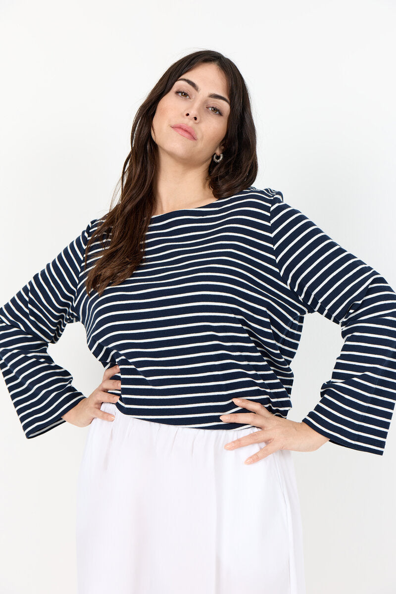 Sakar 2 Långärmad T-shirt Dam Navy Combi Wasabiconcept