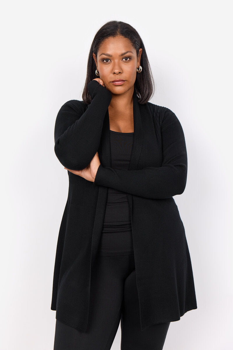 Samanda 2 Long Cardigan Women Black Wasabiconcept