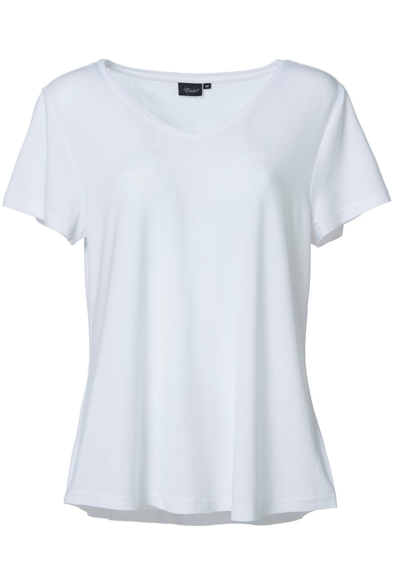 T-Shirt V-neck Bamboo Women White - Wiges