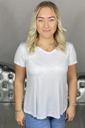 T-Shirt V-neck Bamboo Women White - Wiges