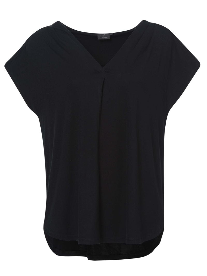 V-Neck Top Bamboo Women Black - Wiges
