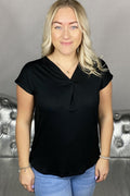 V-Neck Top Bamboo Women Black - Wiges