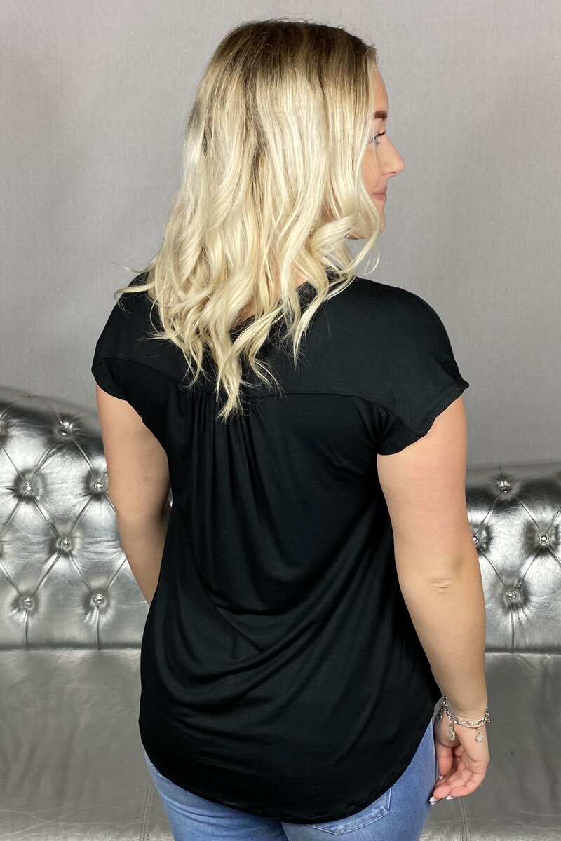 V-Neck Top Bamboo Women Black - Wiges