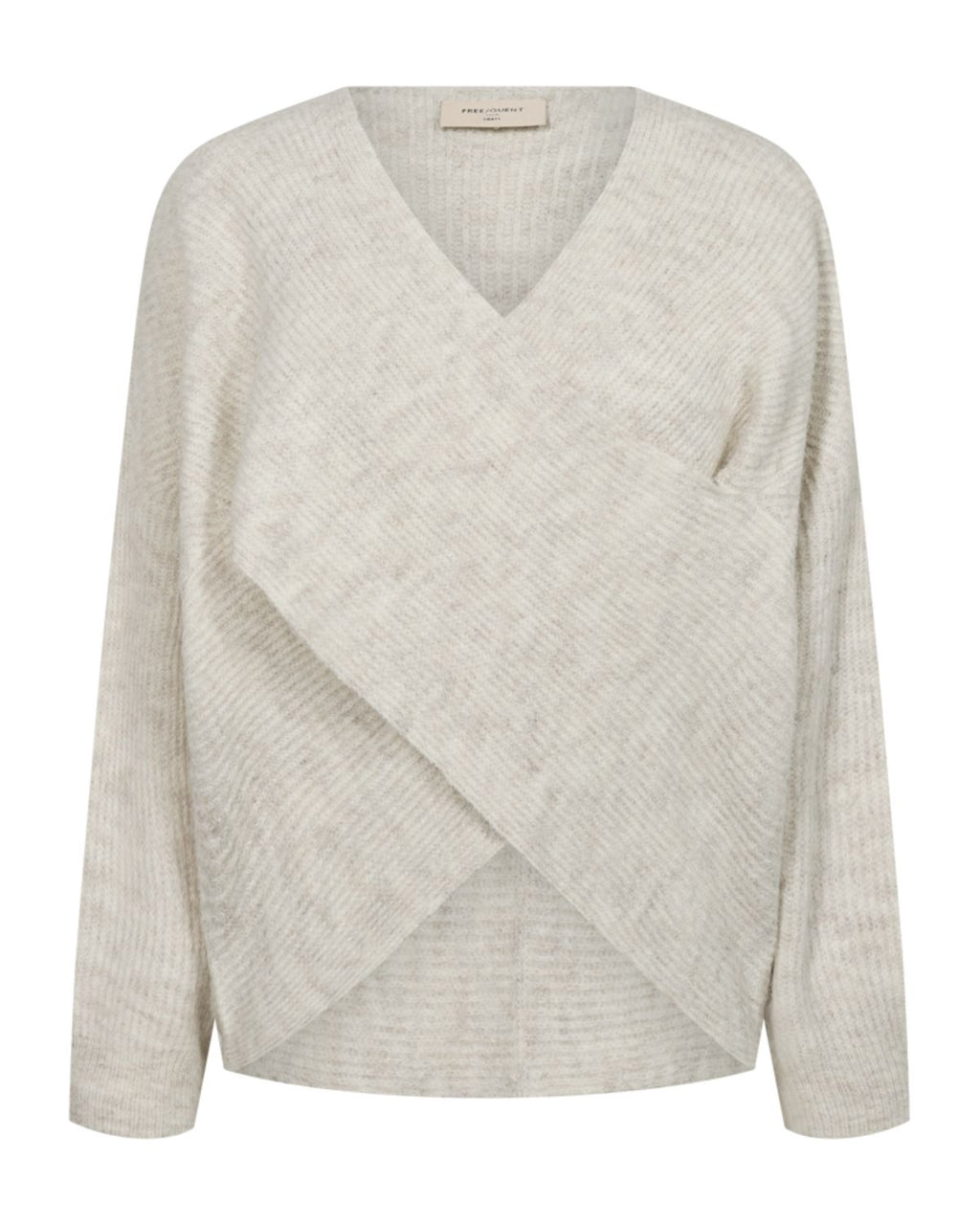 Wrappy Stickad Omlotttröja Dam Beige Moonbeam Mel | Smilebutiken – Freequent