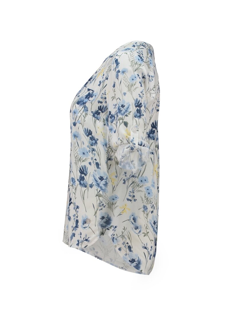 Elara V-ringad Blus Dam Blå Blue Flower - Zabaione