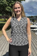 Sara Mönstrad Kortärmad Topp Dam Svart Black | Smilebutiken - Zabaione