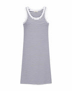 Zia Striped Dress Women Navy Blazer With Brilliant White | Smilebutiken - Freequent