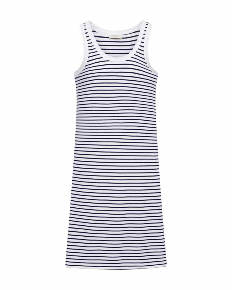 Zia Striped Dress Women Navy Blazer With Brilliant White | Smilebutiken - Freequent