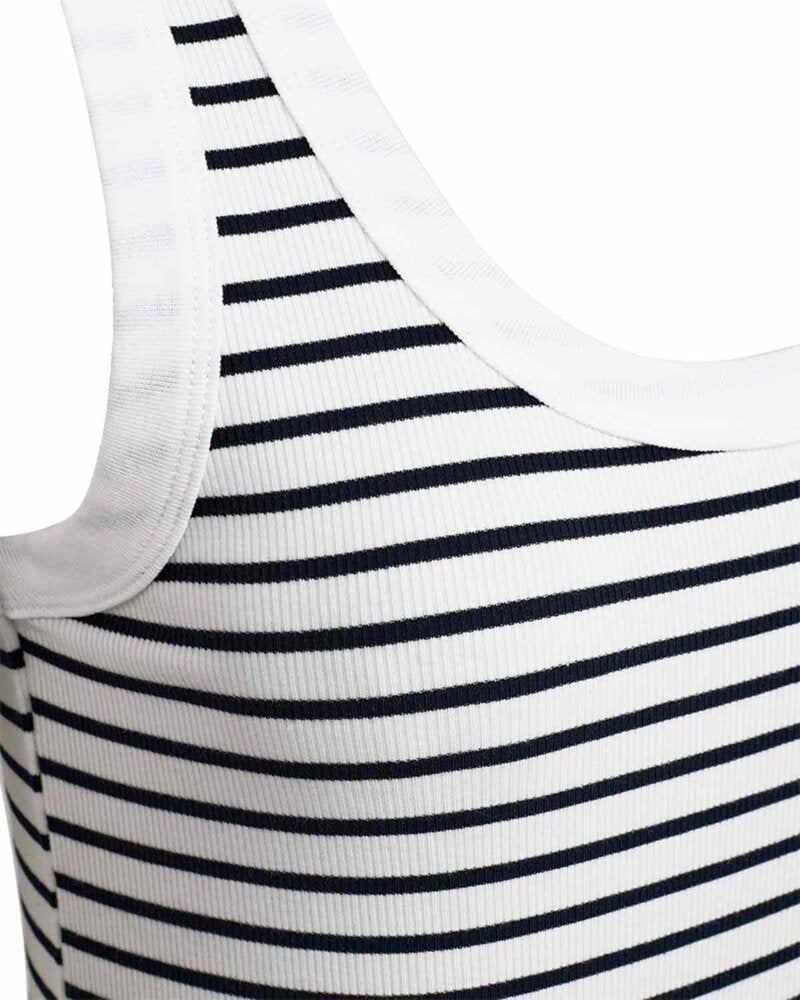 Zia Striped Dress Women Navy Blazer With Brilliant White | Smilebutiken - Freequent