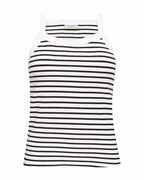 Zia Striped Linen Top Women Coffee Bean With Brilliant White | Smilebutiken - Freequent