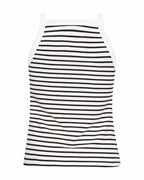 Zia Striped Linen Top Women Coffee Bean With Brilliant White | Smilebutiken - Freequent