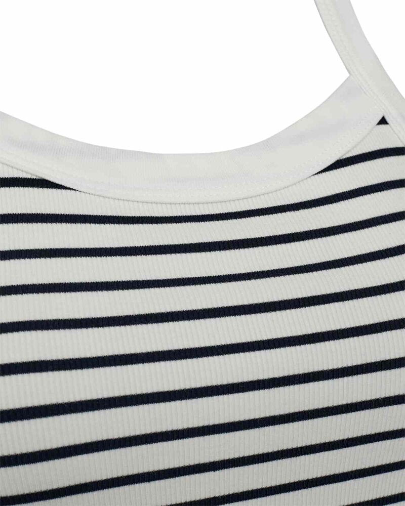 Zia Striped Linen Top Women Navy Blazer With Brilliant White | Smilebutiken - Freequent